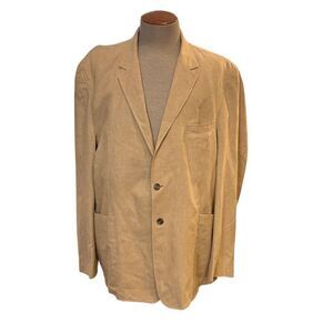 Alan Flusser Linen Blend Sport Coat 2-Button Front XXL Tan Double Vent